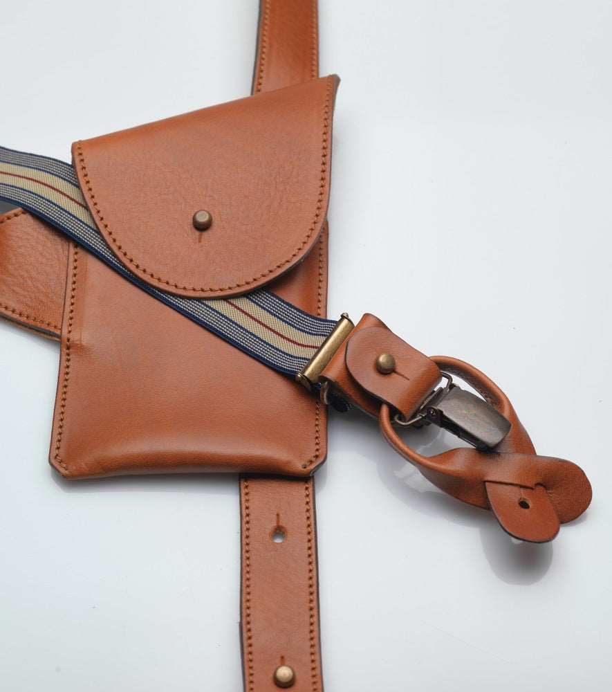 2,5cm leren bretels met holster - Bretels.nl