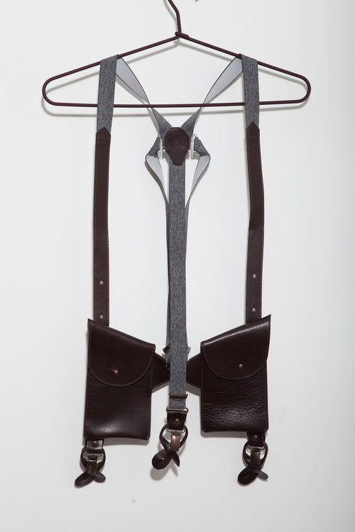 2,5cm leren bretels met holster - Bretels.nl