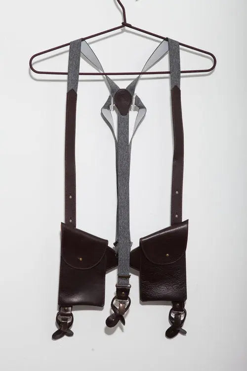 2,5cm leren bretels met holster - Heren van het merk vendor-unknown