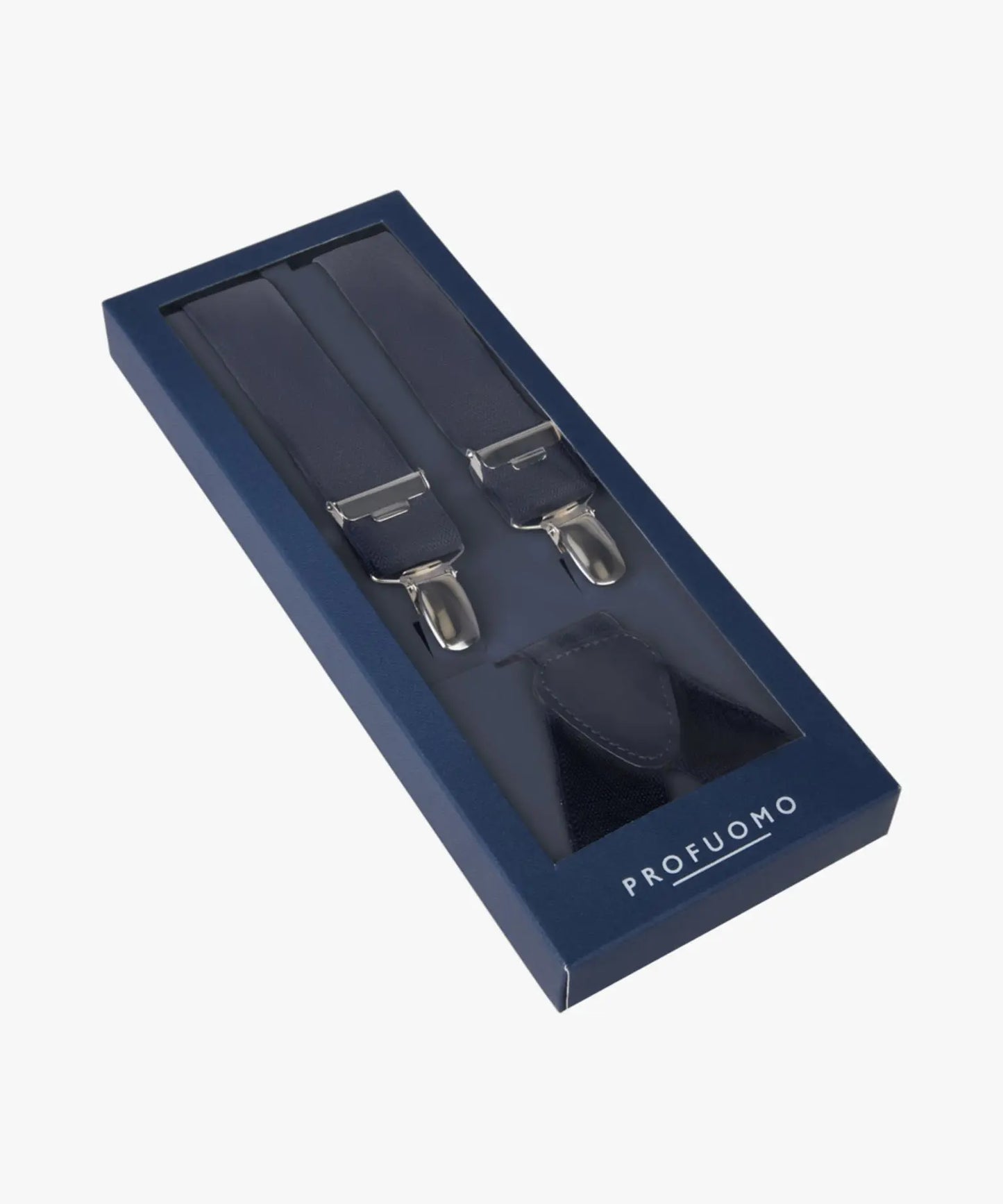 Blauwe bretels met zilveren clips - Heren van het merk Profuomo