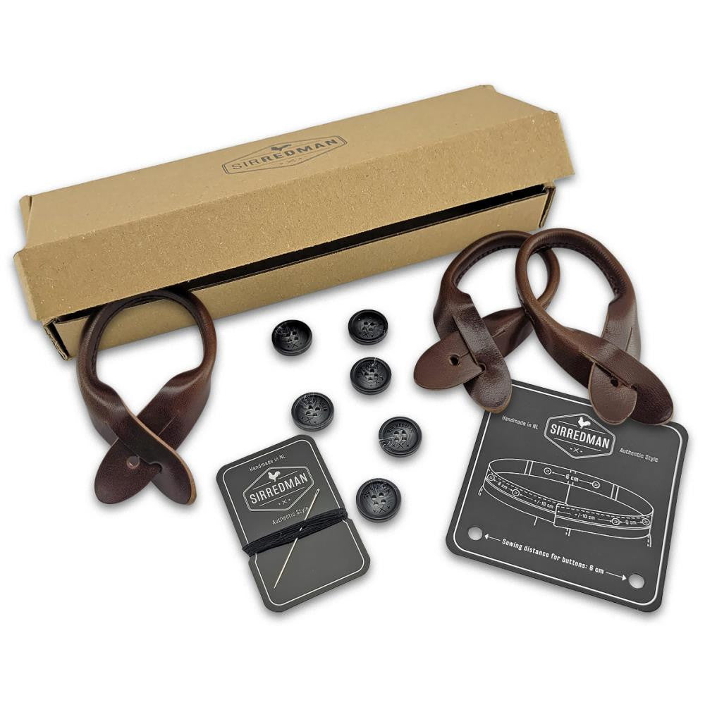 Bretels accessoire set nerfleer - bruin