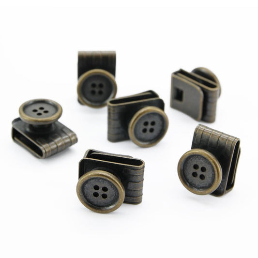 Set losse bretel knoopjes antiek messing