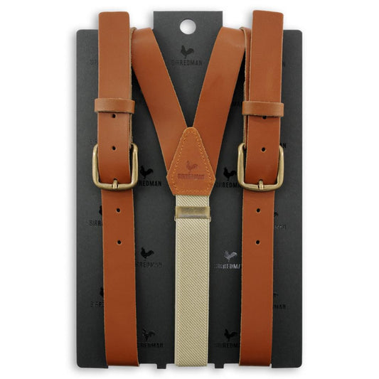 Stoere WORK bretels leer cognac - bretels van het merk Sir Redman