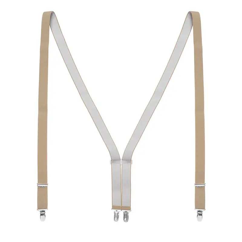 Beige bruine bretels met vier krachtige clips - bretels van het merk Daspartout
