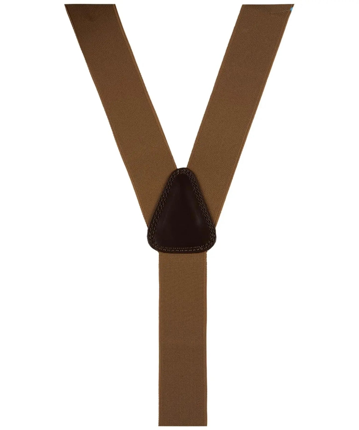 Lichtbruine bretels met bruin leer en kwalitatief sterke clips - Heren van het merk Profuomo