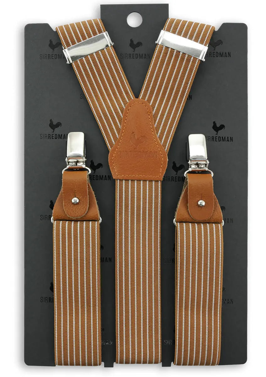 Sir Redman luxe bretels Striped Gent bruin - bretels van het merk Sir Redman