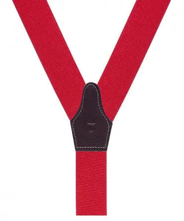 Rode bretels met donkerbruin leer - Alle van het merk Profuomo