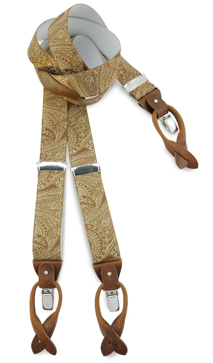 Sir Redman bretels combi pack Paisley Sketch oker - bretels van het merk Sir Redman