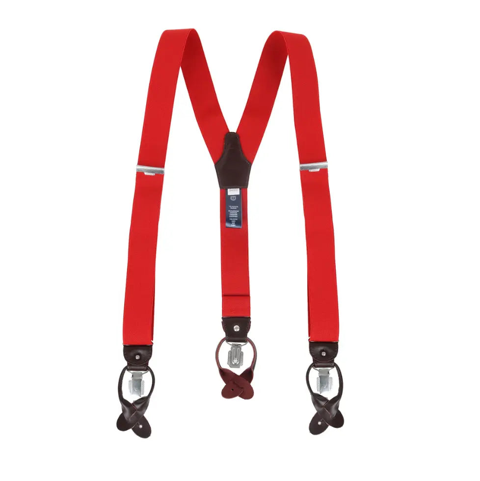 Rode bretels met donkerbruin leer - Alle van het merk Profuomo