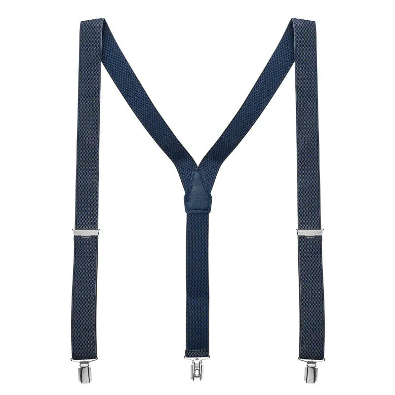 Blauwe bretels met antraciet patroon - bretels van het merk Daspartout