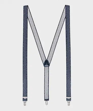Smalle, Blauwe bretels van elastiek met motief en sterke clips - Heren van het merk vendor-unknown