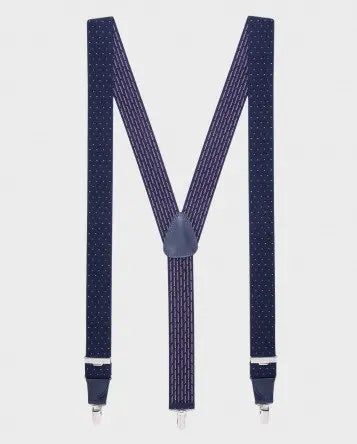 Blauwe bretellen van gestipt elastiek met sterke clips - Heren van het merk vendor-unknown