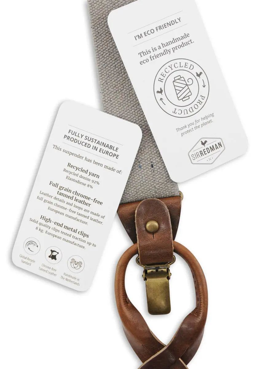 Sir Redman luxe bretels Richy Recycle taupe - Heren van het merk Sir Redman