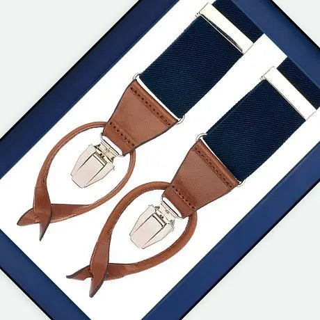 Heren bretels van Bretels.nl - donkerblauw model, populair bij zowel pak als casual outfits