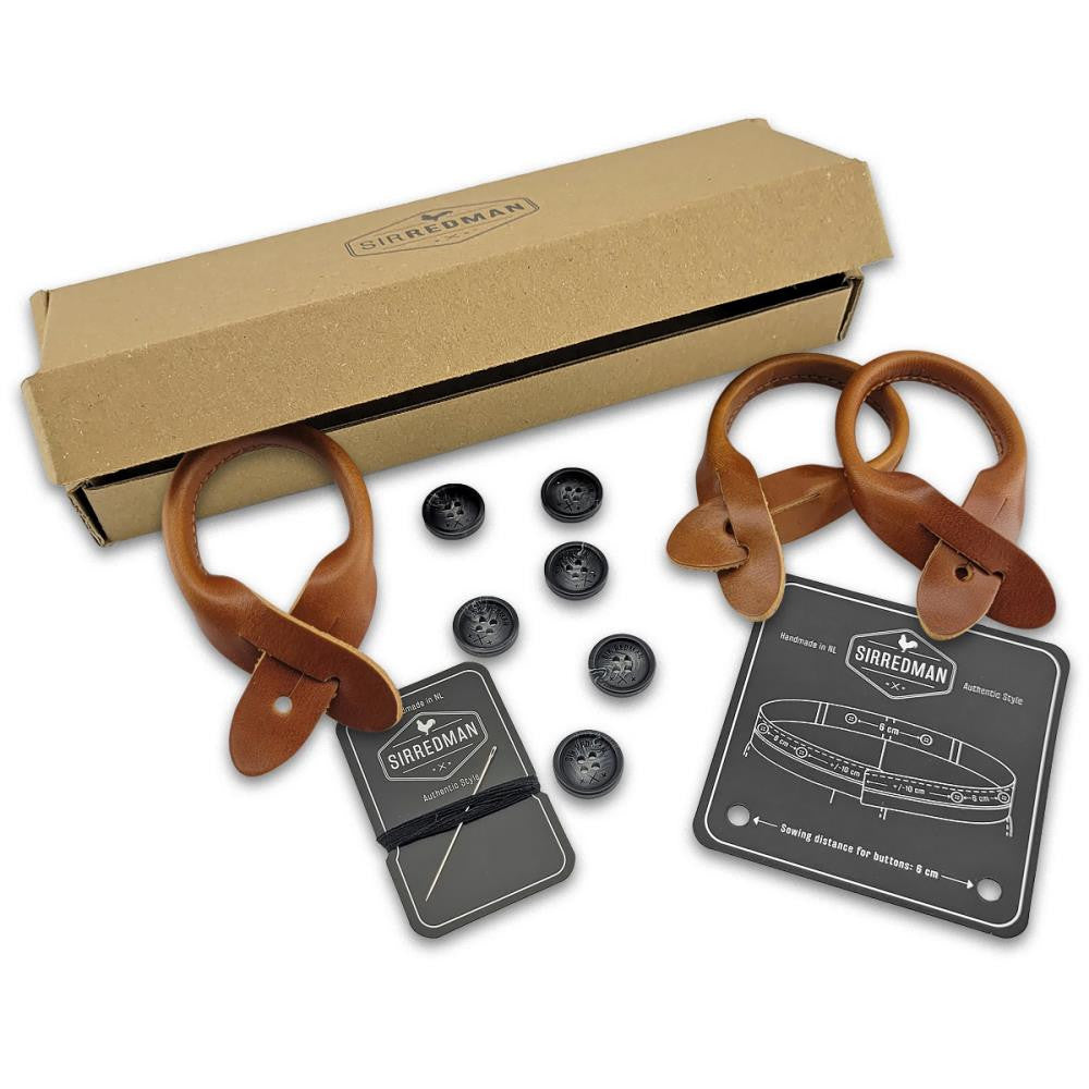 Bretels accessoire set nerfleer - cognac
