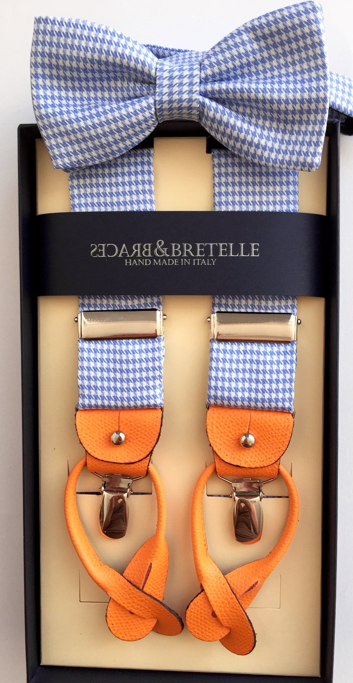 Braces &amp; Bretelle - blauw, witte bretels