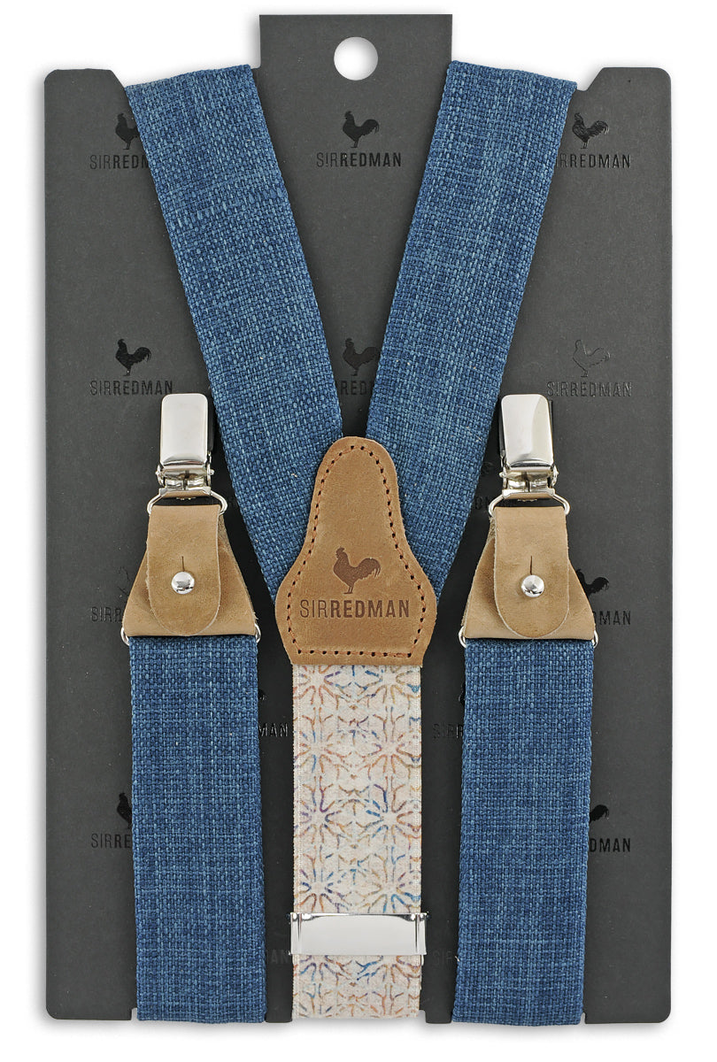 Blauwe denim bretels - SirRedman - Dutch design - handgemaakt in Nederland - lussen en clips